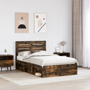 vidaXL Ágykeret fejtámlával Füstölt tölgy 135 x 190 cm Tömör fenyőfa
