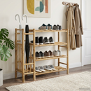 vidaXL Cipőtartó polcokkal Természetes 88 x 27 x 80 cm Bambusz