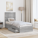 vidaXL Tárolós Ágy fejtámlával Szürke Sonoma 75 x 190 cm Faanyag