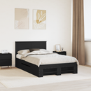 vidaXL Ágykeret fejtámlával Fekete 137 x 203 cm Faanyag