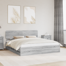 vidaXL Ágykeret fiókkal Szürke Sonoma 200 x 200 cm Mérnöki fa