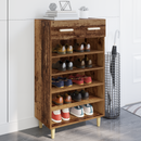 vidaXL Cipőszekrény fiókkal polcokkal Öreg fa 60 x 35 x 105 cm Faanyag