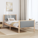 vidaXL Ágykeret fejtámlával Világosszürke 90 x 200 cm szövet