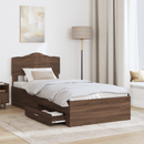 vidaXL Ágykeret fejtámlával fiókkal Barna Tölgy 70 x 190 cm Faanyag
