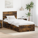 vidaXL Ágykeret fejtámlával Füstölt tölgy 90 x 190 cm Faanyag
