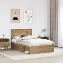 vidaXL Ágykeret fejtámlával Művészi tölgy 120 x 200 cm Tömör fenyőfa