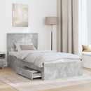 vidaXL Ágykeret fejtámlával fiókkal Beton Szürke 100 x 200 cm Faanyag