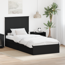 vidaXL Tárolós Ágy fejtámlával fiókkal Fekete 90 x 190 cm Faanyag