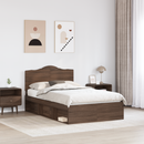 vidaXL Ágykeret fejtámlával Barna Tölgy 120 x 190 cm Tömör fenyőfa