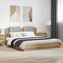 vidaXL Ágykeret támlával tárolóval Artisan tölgy 200 x 200 cm Faanyag