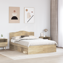 vidaXL Ágykeret fejtámlával Sonoma tölgy 150 x 200 cm Tömör fenyőfa