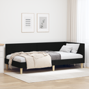 vidaXL Sarokágy keret Fekete 90 cm x 190 cm Szövet és Plywood