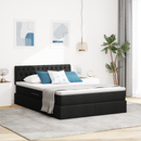 vidaXL LED tárolós ágy matraccal Fekete 140 x 200 cm Szövet