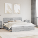 vidaXL Ágykeret fejtámlával Szürke Sonoma 200 x 200 cm Tömör fenyőfa
