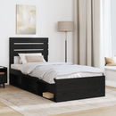 vidaXL Ágykeret fejtámlával Fekete 100 x 200 cm Tömör fenyőfa