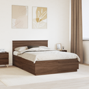 vidaXL Ágykeret LED -es lámpákkal Barna Tölgy 150 x 200 cm Faanyag