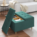 vidaXL Tároló oszmán párnával Sötétzöld 80 x 80 x 45 cm szövet