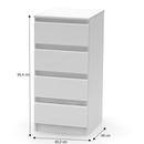 4 fiókos komód, fehér, HANY NEW 009