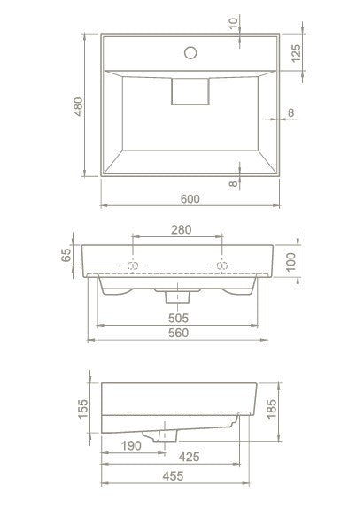 TMP SHARP 60 fali fürdőszobabútor - CeraStyle SHARP FEKETE mosdóval - 60 x 48 cm