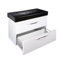 TMP LUX 100D fali fürdőszobabútor - CeraStyle SHARP FEKETE DUPLA csaplyukas mosdóval - 100 x 48 cm