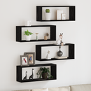 vidaXL Falpolcok polcokkal 4 pcs Fekete tölgy 60 x 15 x 23 cm Faanyag