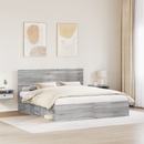 vidaXL Ágykeret fejtámlával Szürke Sonoma 200 x 200 cm Tömör fenyőfa