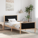 vidaXL Ágykeret fejtámlával Fekete 90 x 200 cm szövet