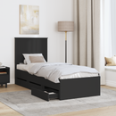 vidaXL Ágykeret fiókkal fejtámlával Fekete 75 x 190 cm Mérnöki Fa