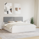 vidaXL Ágykeret Kárpitozott Fejtámlával Világosszürke 200 x 200 cm