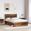 vidaXL Ágykeret fejtámlával Öreg fa 140 x 190 cm Tömör fenyőfa