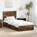 vidaXL Tárolós Ágy fejtámlával Füstölt tölgy 90 x 190 cm Faanyag