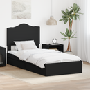 vidaXL Tárolós Ágy fejtámlával fiókkal Fekete 90 x 190 cm Faanyag