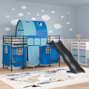 vidaXL Gyerekek Loft Ágykerete Fekete és Kék 75 x 190 cm Fém