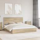 vidaXL Tárolós Ágy fejtámlával Sonoma tölgy 180 x 200 cm Faanyag