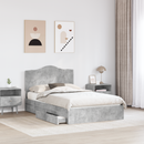vidaXL Tárolós Ágy fejtámlával Beton Szürke 135 x 190 cm Faanyag