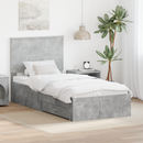 vidaXL Ágykeret fejtámlával Beton szürke és ezüst 75 x 190 cm Faanyag