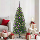 vidaXL Karácsonyi Díszgömb Készlet 150 LED-del 61 pcs Lila Műanyag