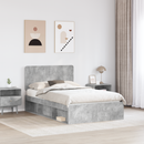 vidaXL Ágykeret fejtámlával Beton Szürke 135 x 190 cm Tömör fenyőfa