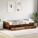 vidaXL Ágykeret fiókkal tárolóval Öreg fa 100 x 200 cm Tömör fenyőfa