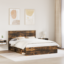 vidaXL Ágykeret fejtámlával Füstölt tölgy 160 x 200 cm Tömör fenyőfa