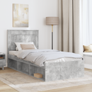 vidaXL Ágykeret fejtámlával Beton 90 x 200 cm Tömör fenyőfa