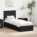 vidaXL Tárolós Ágy fejtámlával fiókkal Fekete 75 x 190 cm Faanyag