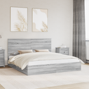 vidaXL Tárolós Ágy fejtámlával Szürke Sonoma 180 x 200 cm Faanyag