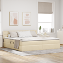 vidaXL LED tárolós ágy matraccal Krém 200 x 200 cm Szövet