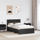 vidaXL Ágykeret fejtámlával Fekete 137 x 203 cm Faanyag