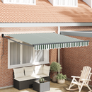 vidaXL Behúzható napellenző Zöld és Fehér 350 x 250 cm