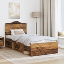 vidaXL Ágykeret fejtámlával Öreg fa 75 x 190 cm Tömör fenyőfa