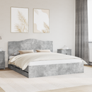 vidaXL Ágykeret fiókkal tárolóval Beton Szürke 200 x 200 cm Mérnöki Fa
