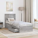 vidaXL Ágykeret fiókkal Szürke Sonoma és ezüst 75 x 190 cm Szerelt Fa