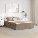 vidaXL Ágy tárolóval és matraccal matracmal 2 pcs Cappuccino Bőr